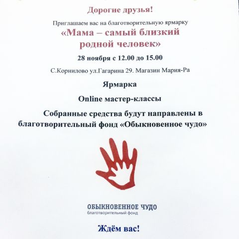 Благотворительная акция, посвященная Дню матери в Корниловской СОШ